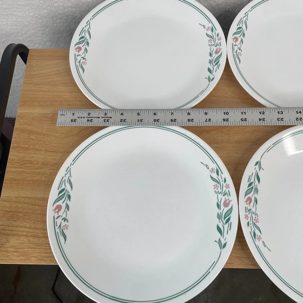 Corelle Rosemarie Tulip Dinner Plates Set of 4 Pink Tulip Floral 10-1/4 Inch